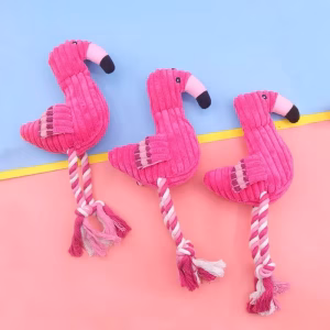 Plush Flamingo Dog Toy with Rope Legs – Soft, Interactive, and Durable Chew Toy